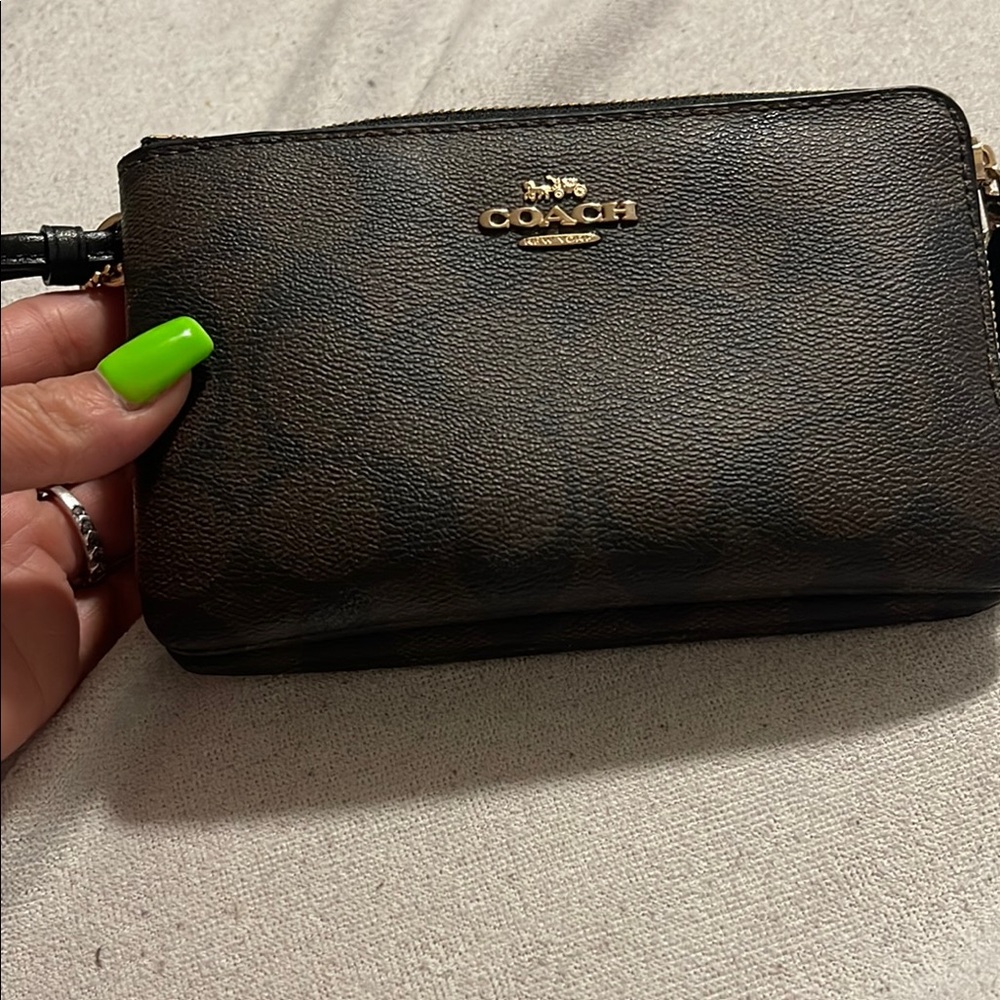 Coach Brown Leather Wristlet Clutch